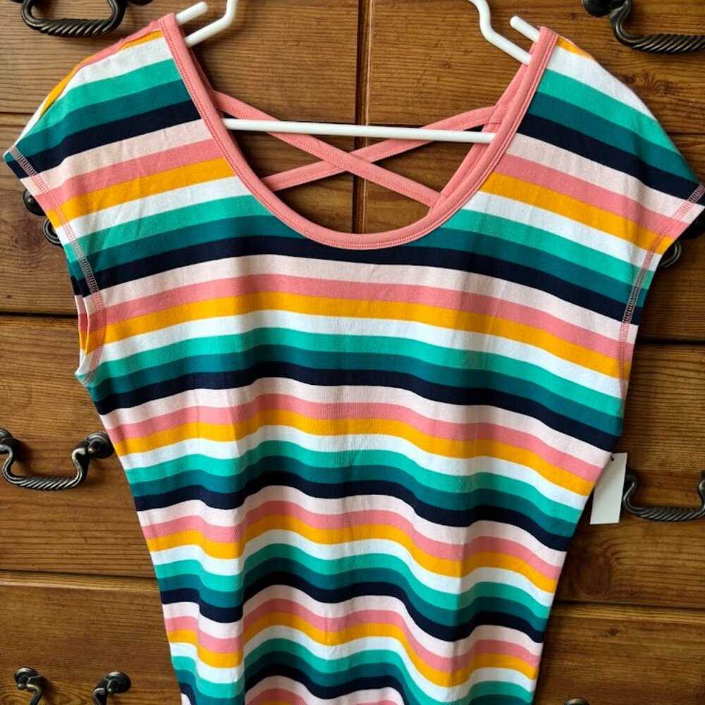 NWT Talbots Striped Cross Strap Tee